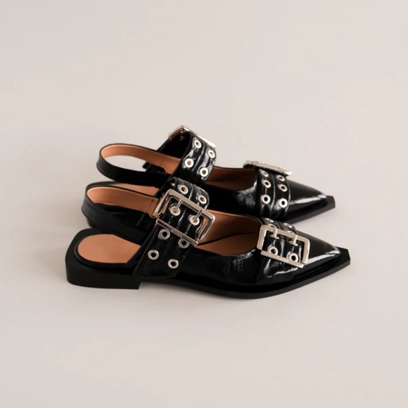 Ganni Chunky Buckle Welt Ballerina Size 41 - Picture 3 of 9
